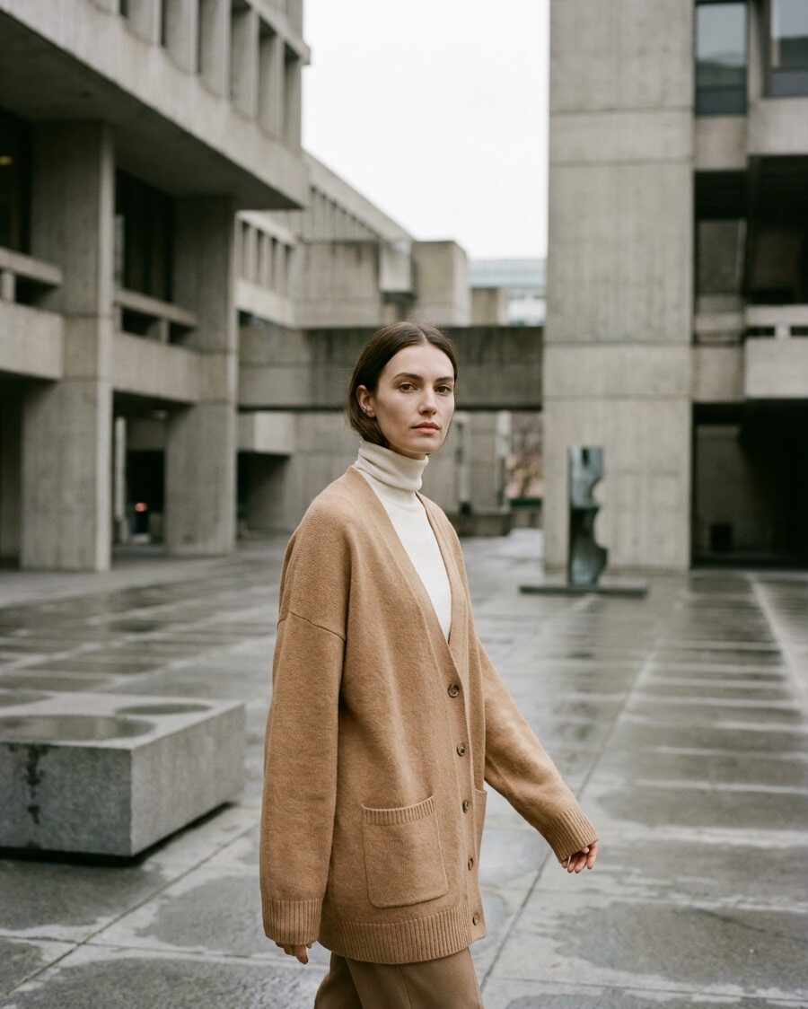 Cashmere garment in use